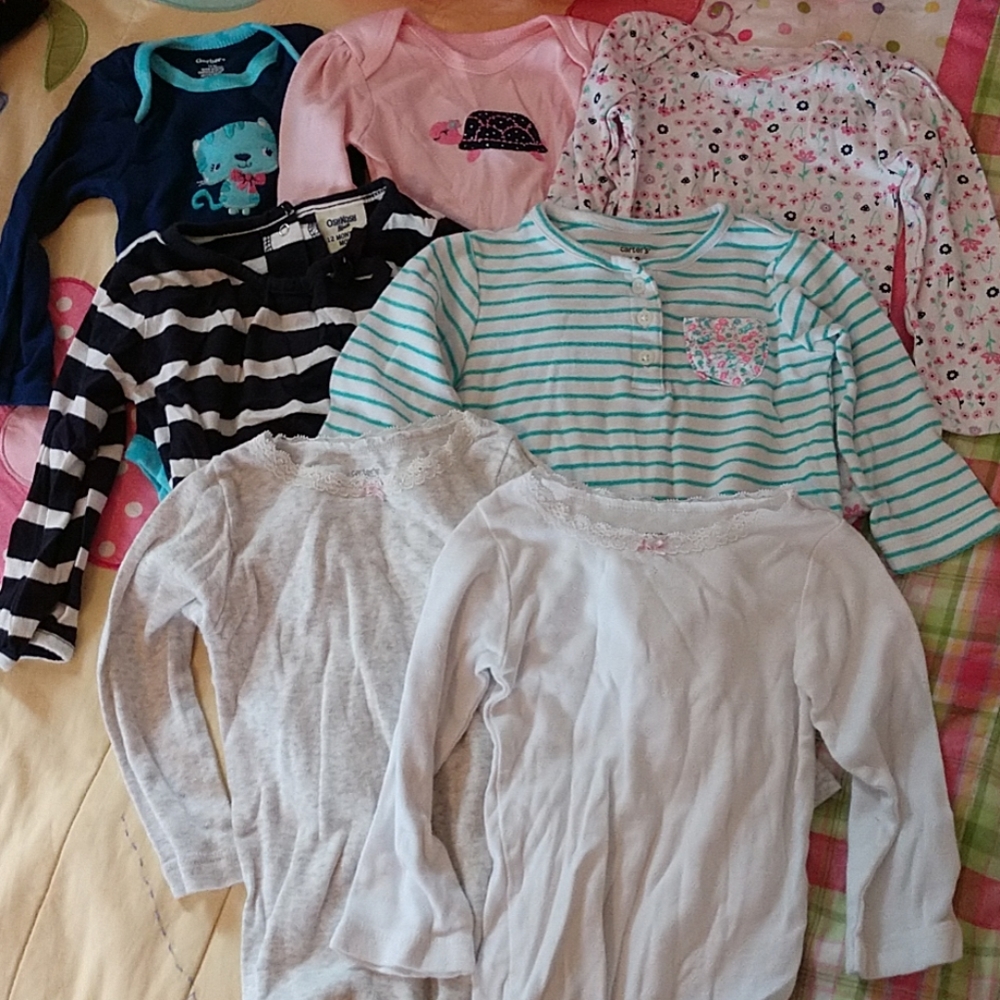 Lot of 7 Girls Long Sleeve onesies size 12 months